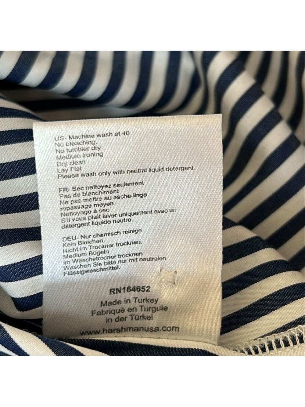 NWT Harshman Cari Shirt In Navy Stripes Size Small - Picture 9 of 10